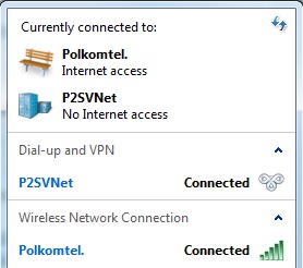 connection status p2svpn